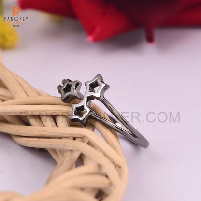 925 Silver Black Star Adjustable Rings