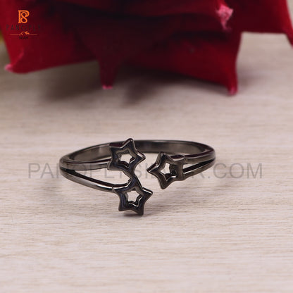 925 Silver Black Star Adjustable Rings