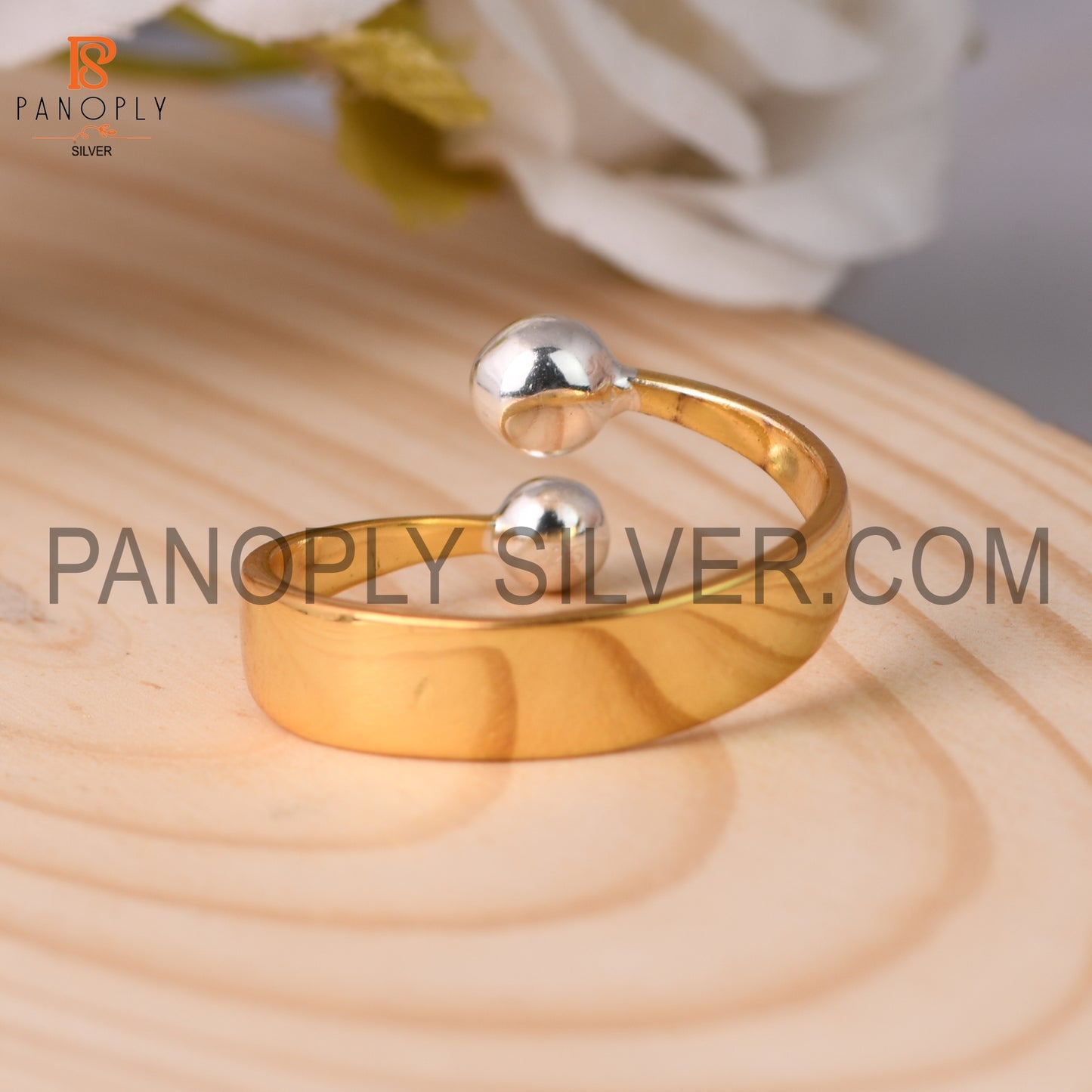 Hammered 925 Sterling Silver Gold Twist Design Band Rings