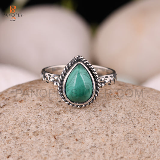 Malachite Pear Shape 925 Silver Wedding Ring