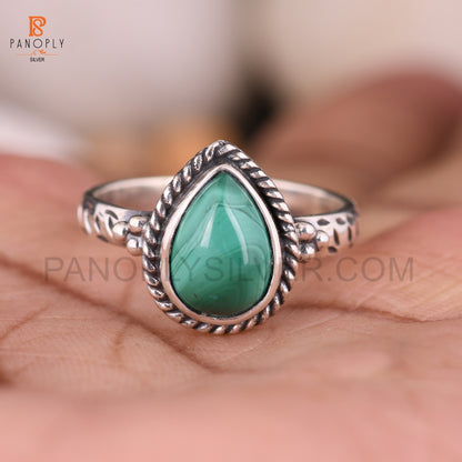 Malachite Pear Shape 925 Silver Wedding Ring