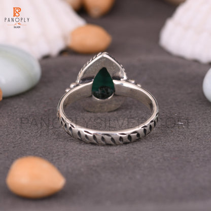 Malachite Pear Shape 925 Silver Wedding Ring