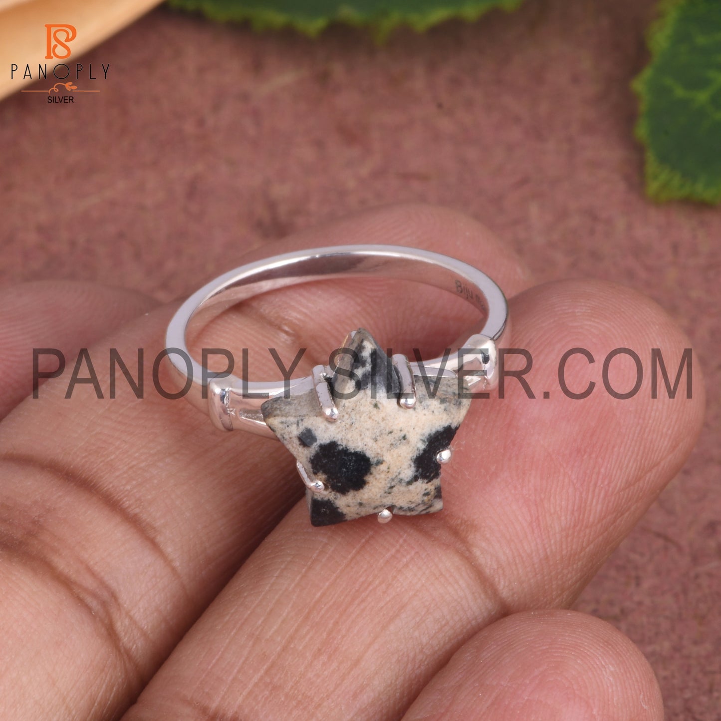 Dalmatian Jasper 925 Sterling Silver Star Rings