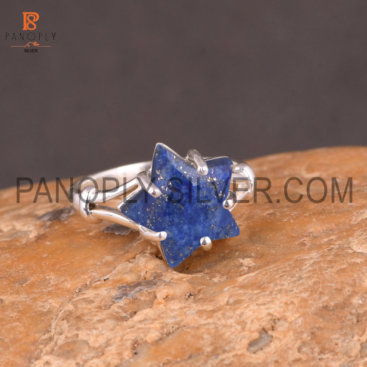 925 Silver Star Cut Lapis Wedding Handmade Rings