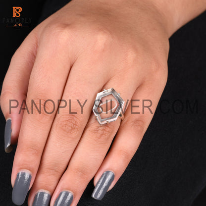 Crystal Quartz Stone Prong Set Ring For Love Gift For Mom