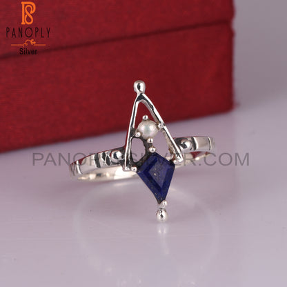 Lapis & Pearl Kite 925 Sterling Silver Ring