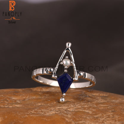 Lapis & Pearl Kite 925 Sterling Silver Ring