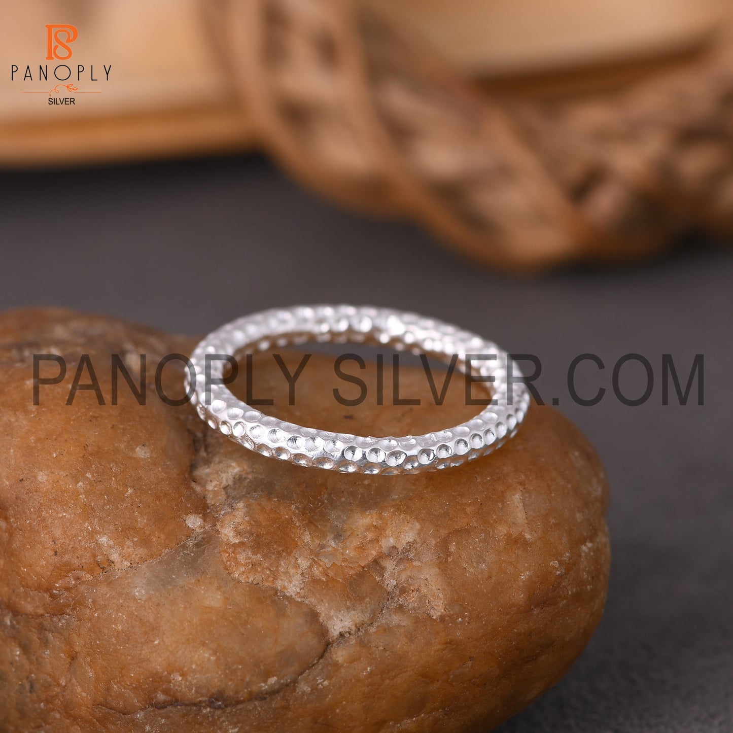 Hammered Band Round Silver Daily Wear Use Ring For Girls