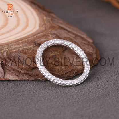 Hammered Band Round Silver Daily Wear Use Ring For Girls