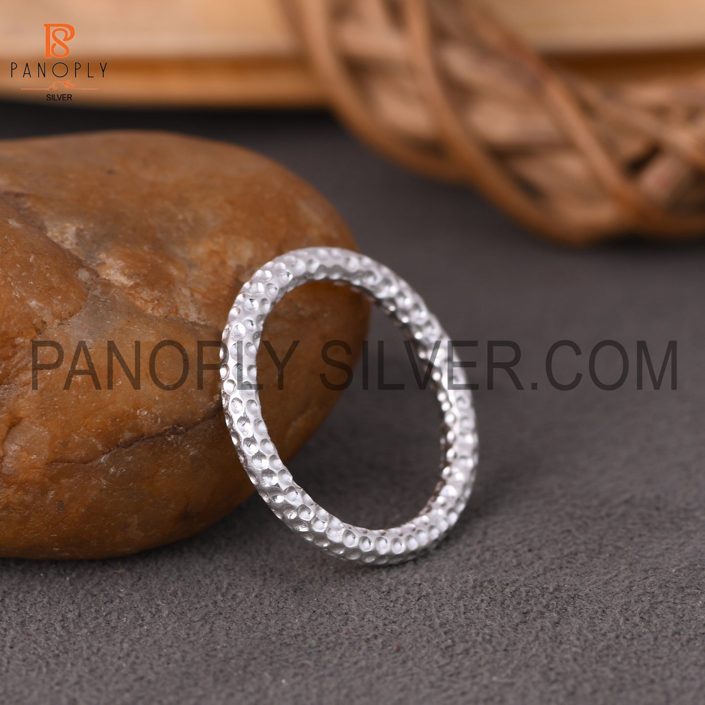 Hammered Band Round Silver Daily Wear Use Ring For Girls