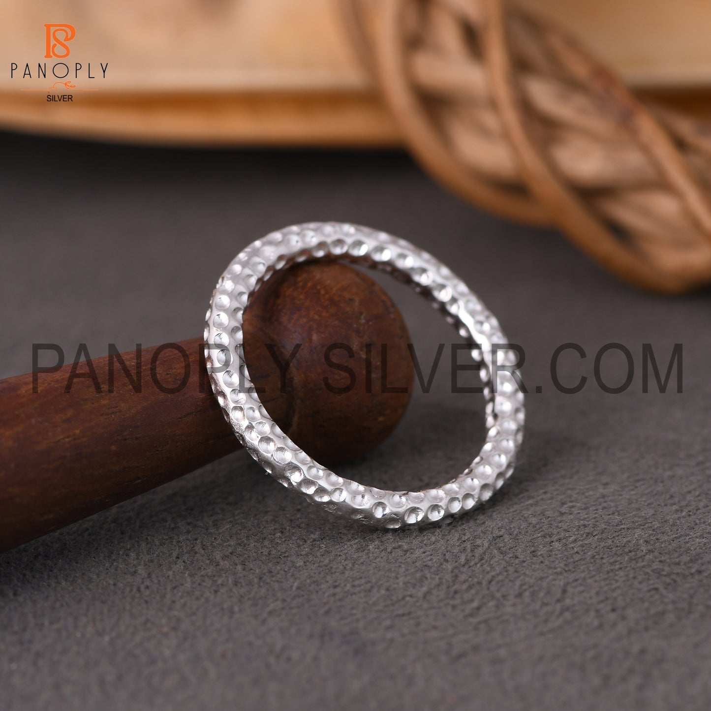 Hammered Band Round Silver Daily Wear Use Ring For Girls