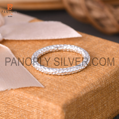 Hammered Band Round Silver Daily Wear Use Ring For Girls