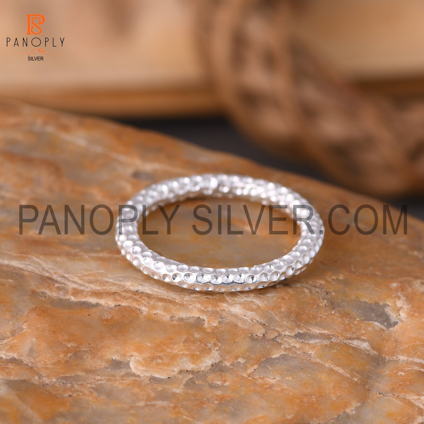 Hammered Band Round Silver Daily Wear Use Ring For Girls