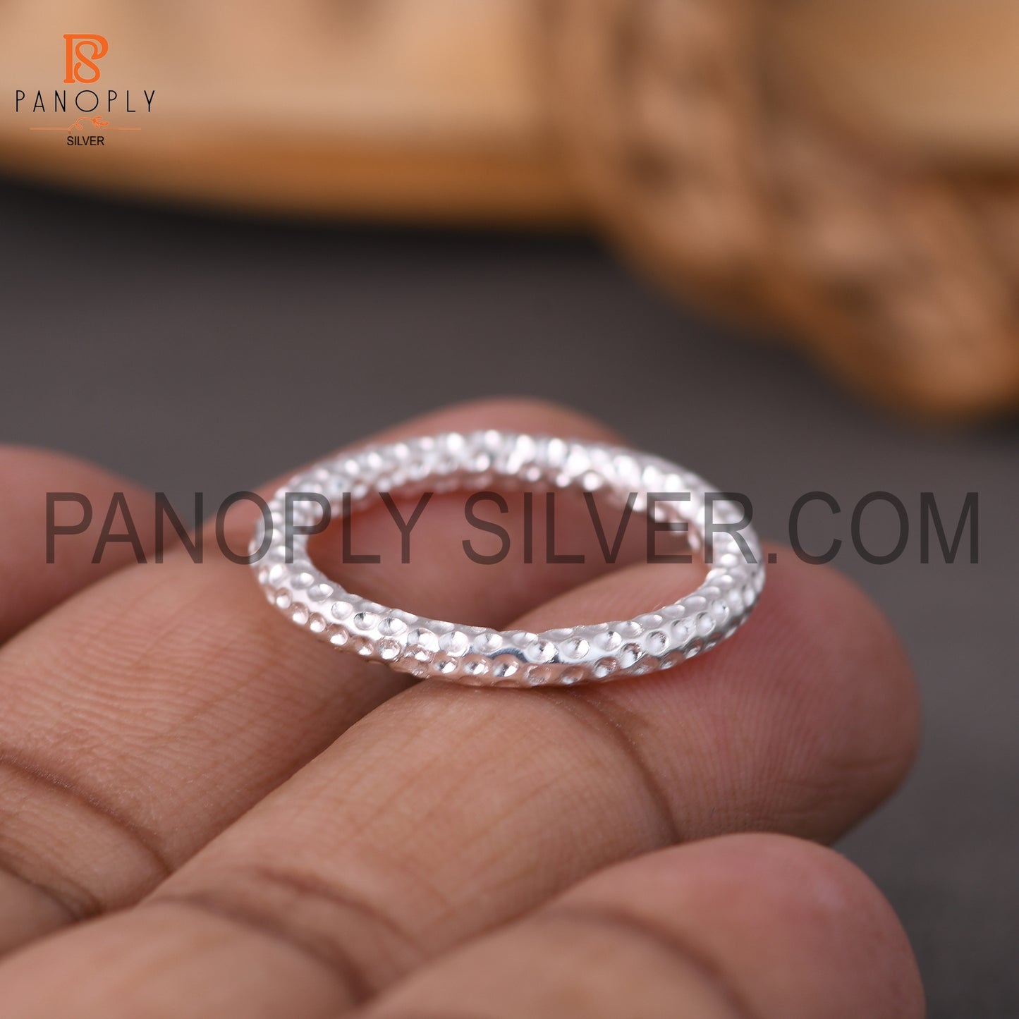 Hammered Band Round Silver Daily Wear Use Ring For Girls