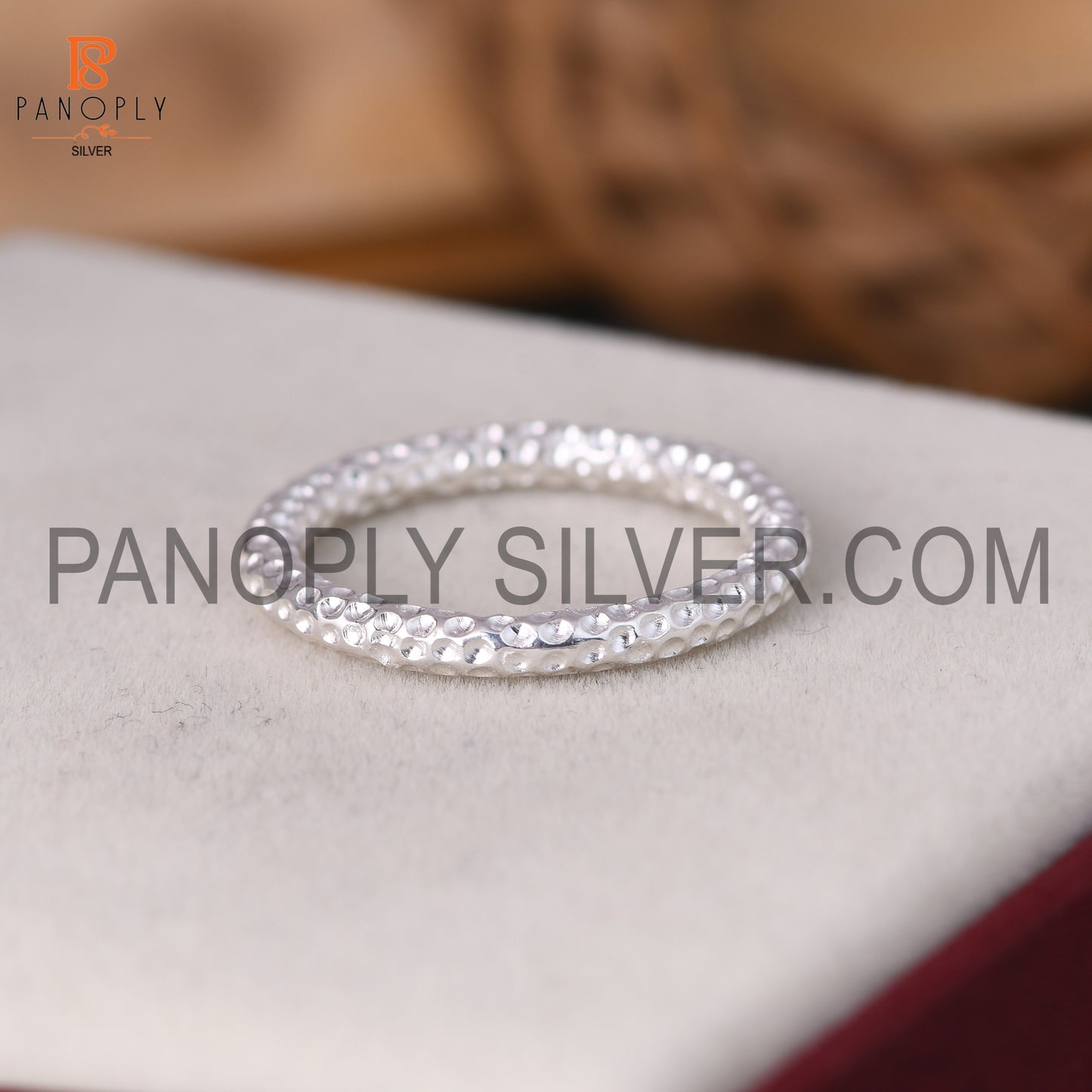 Hammered Band Round Silver Daily Wear Use Ring For Girls