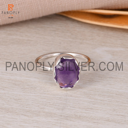 Amethyst Prong Set Birthstone February Ring For Girls