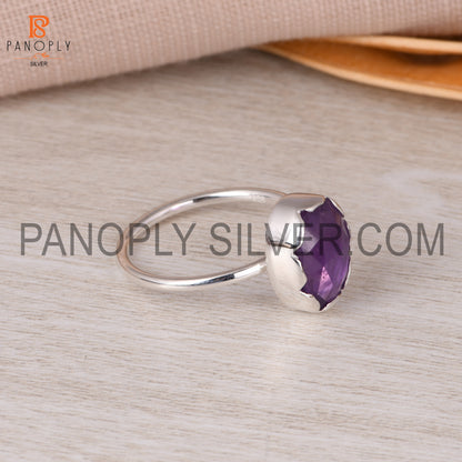 Amethyst Prong Set Birthstone February Ring For Girls