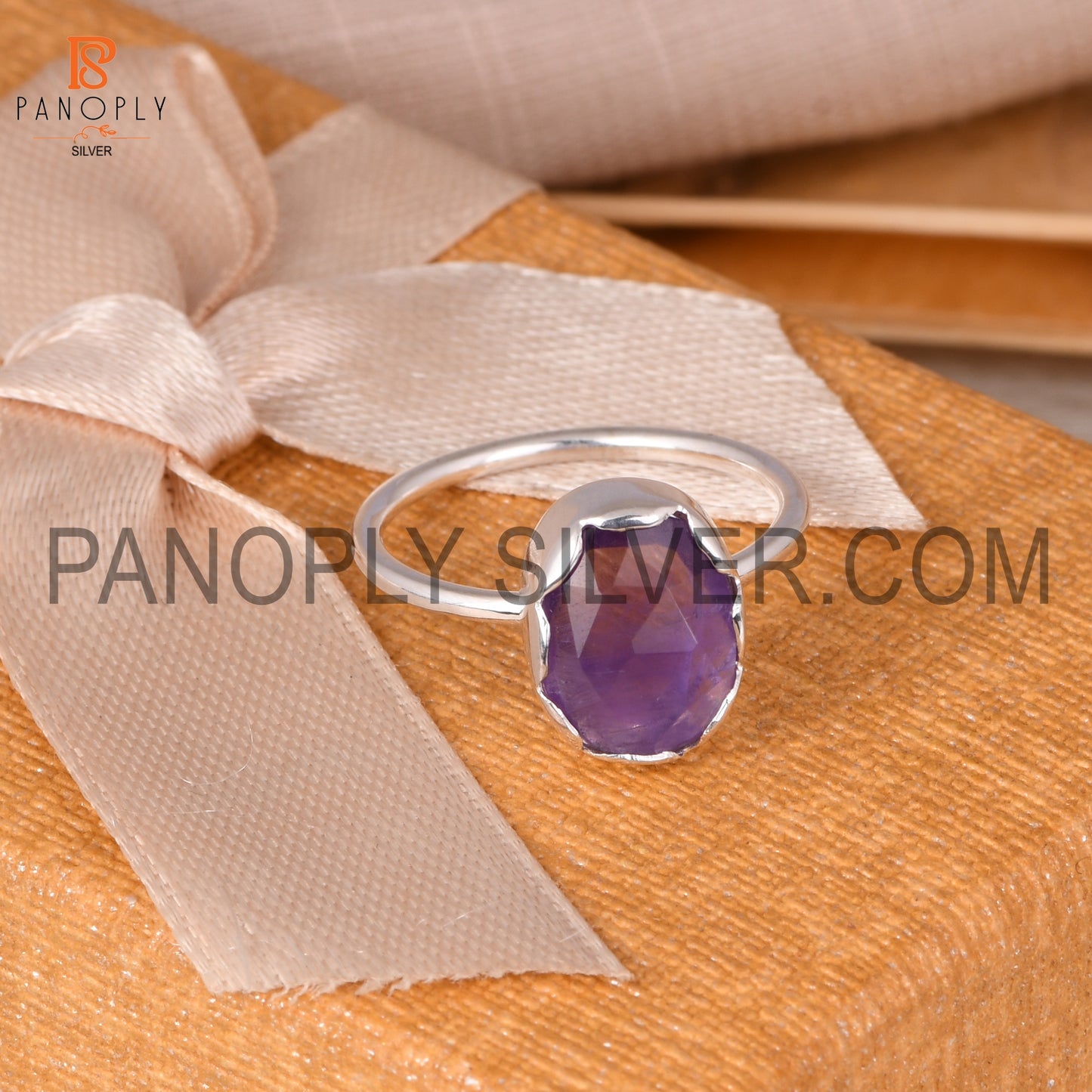 Amethyst Prong Set Birthstone February Ring For Girls