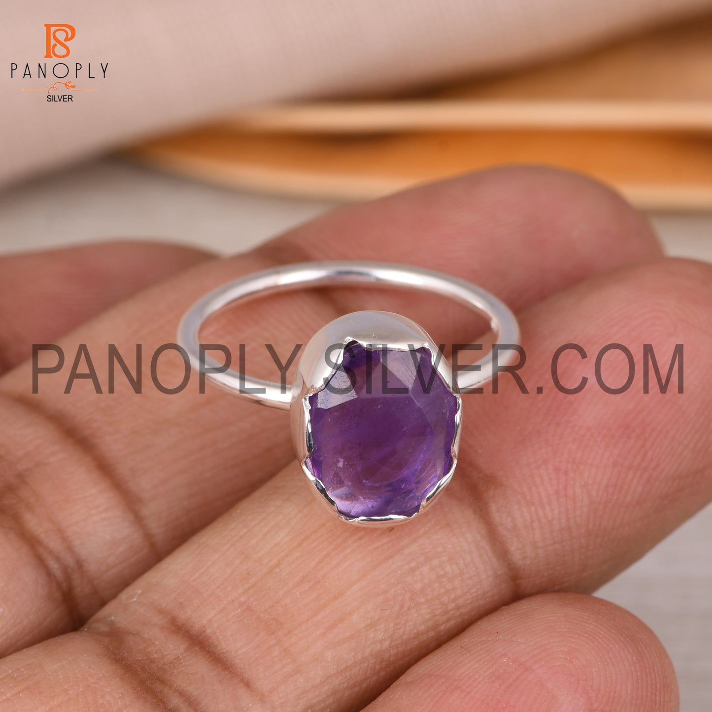 Amethyst Prong Set Birthstone February Ring For Girls