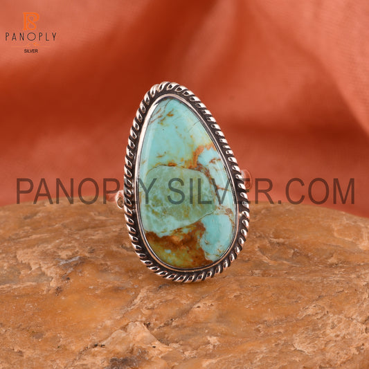 Unique Kingman Turquoise 925 Sterling Silver Ring