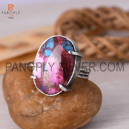 Oval Mojave Copper Purple Oyster Turquoise Sterling Silver Rings