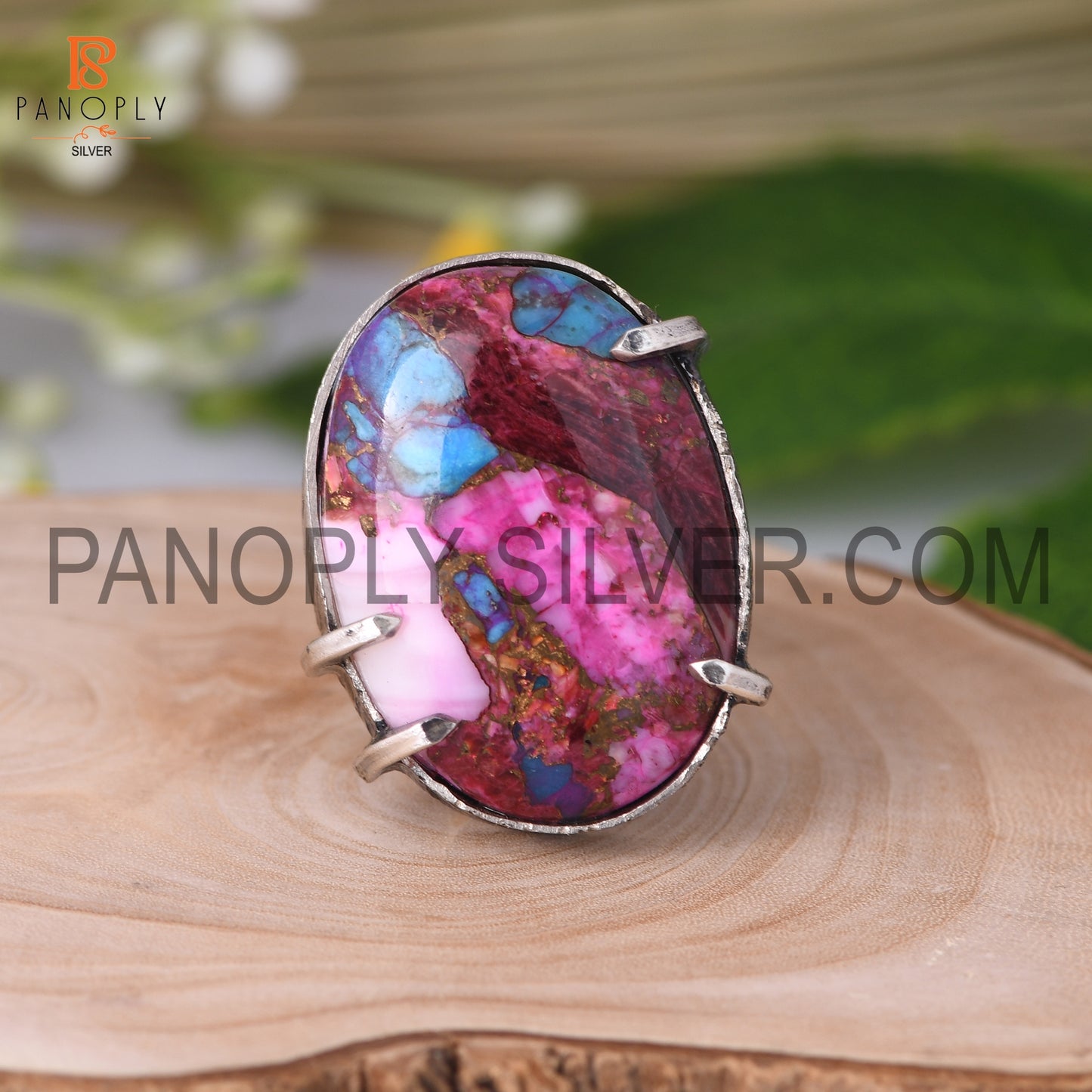 Oval Mojave Copper Purple Oyster Turquoise Sterling Silver Rings