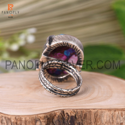 Oval Mojave Copper Purple Oyster Turquoise Sterling Silver Rings