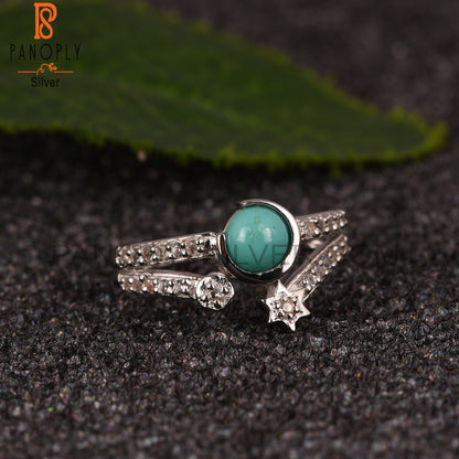 Arizona Turquoise & White Topaz 925 Silver Ring