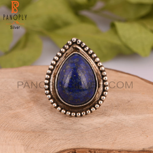 Lapis Lazuli Pear 925 Sterling Silver Ring For Wedding