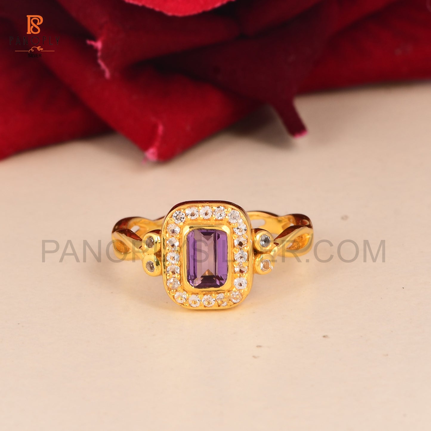 Amethyst Stone 925 Silver Gold Jewelry For Women