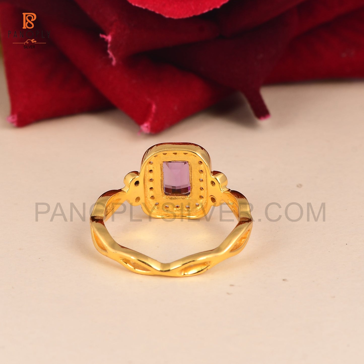 Amethyst Stone 925 Silver Gold Jewelry For Women