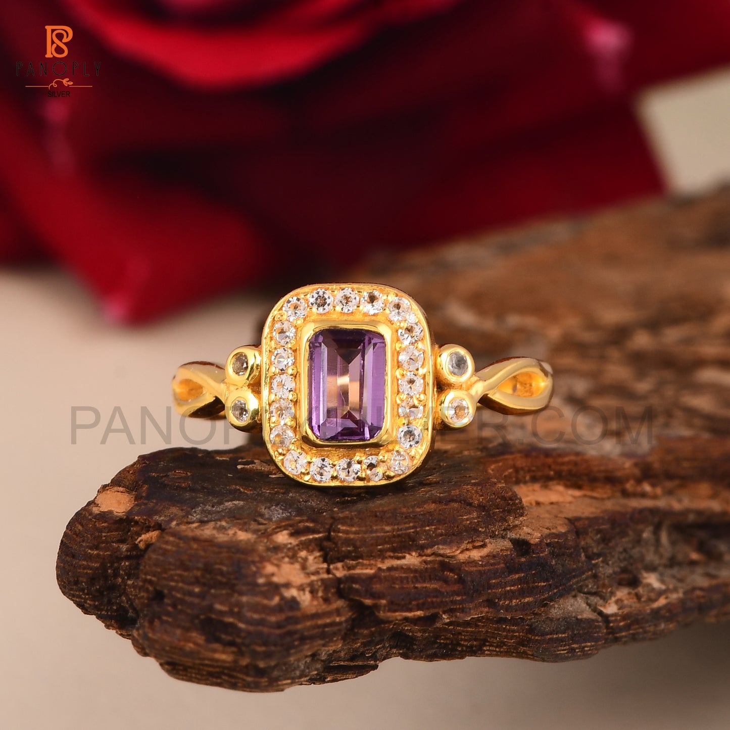 Amethyst Stone 925 Silver Gold Jewelry For Women