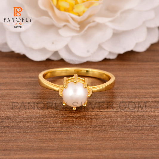 Pearl 18k Gold Plated Engagement Rings