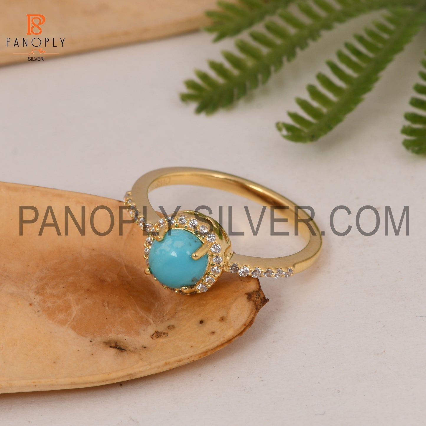 Arizona Turquoise & CZ Studded Ring Gift For Wedding