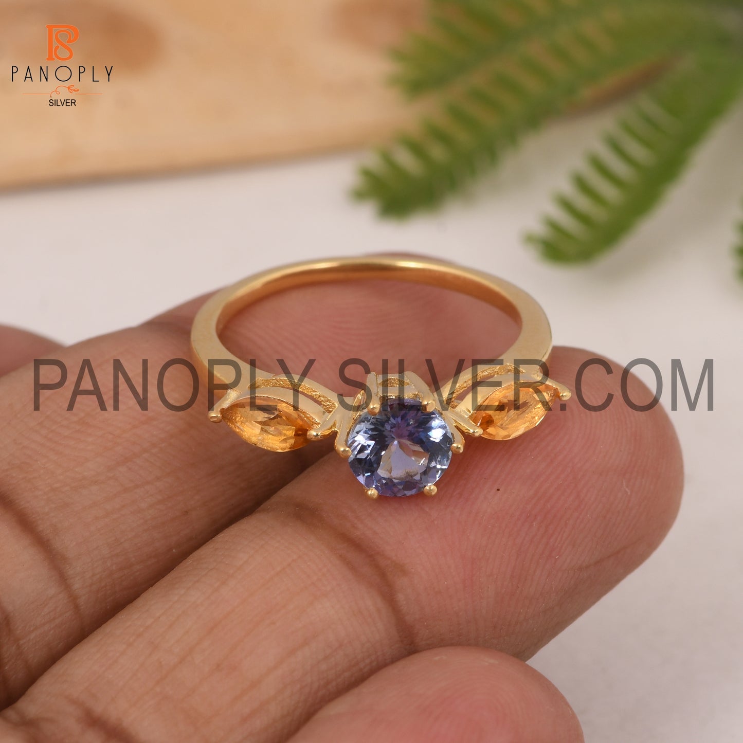 Gemstone 18k Gold Plated Engagement For Girls Ring