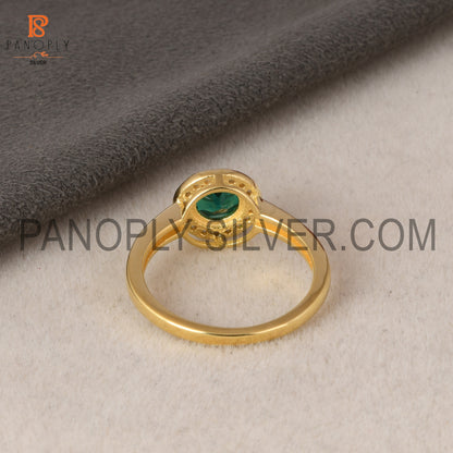 925 Sterling Silver 0.5mic Gold Plated Lab Created Emerald CZ Ring