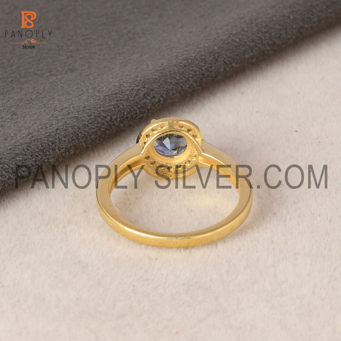 925 Silver 0.5 micron Gold Plated Sapphire CZ Ring