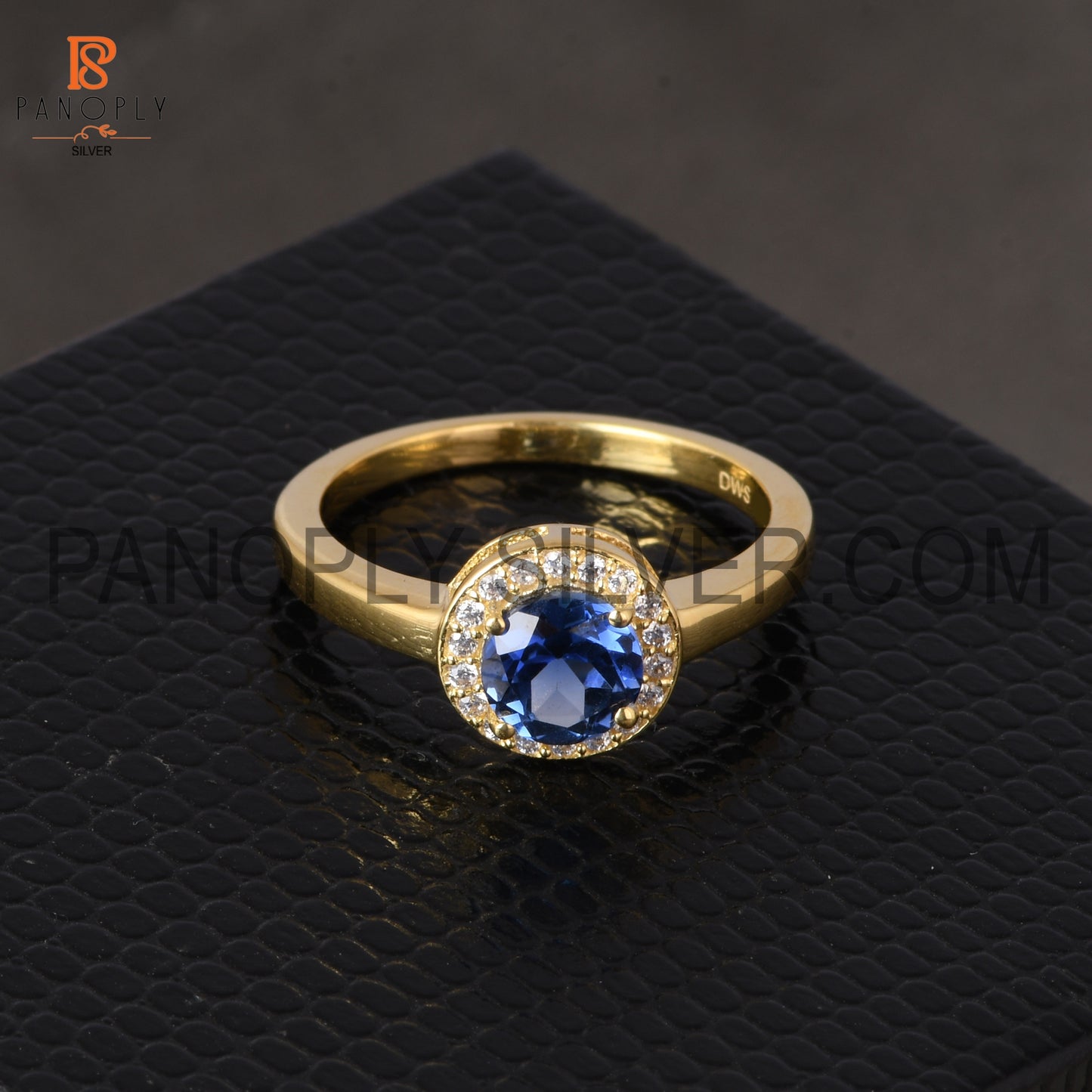 925 Silver 0.5 micron Gold Plated Sapphire CZ Ring