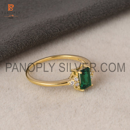 18k Gold Plate 0.5 Micron Baguette 925 Silver Rings