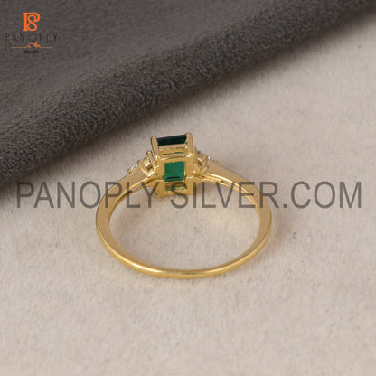 18k Gold Plate 0.5 Micron Baguette 925 Silver Rings