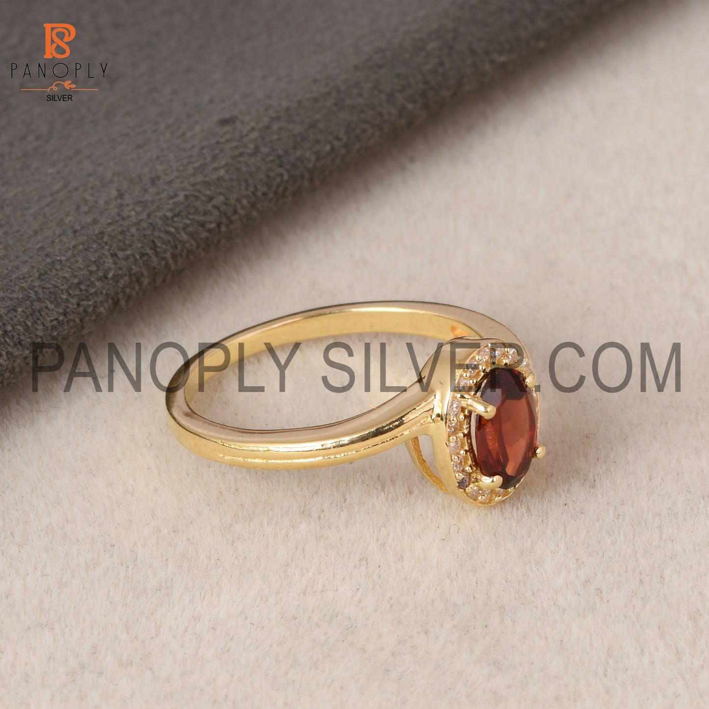 Garnet January Birthstone Oval Shape Wave Ring