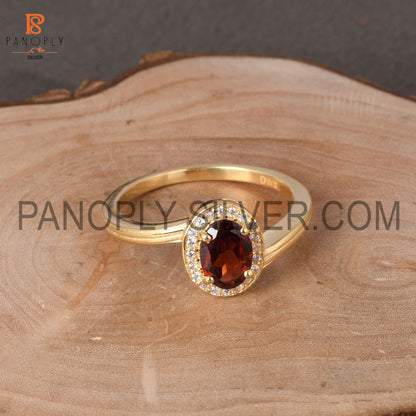 Garnet January Birthstone Oval Shape Wave Ring