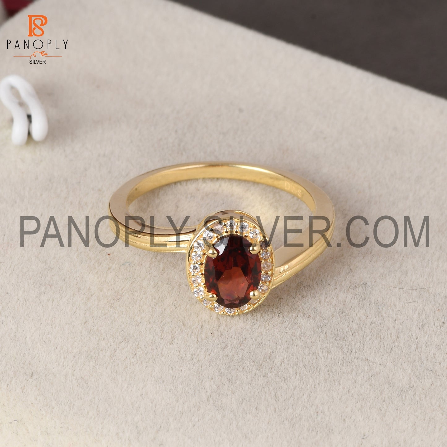 Garnet January Birthstone Oval Shape Wave Ring