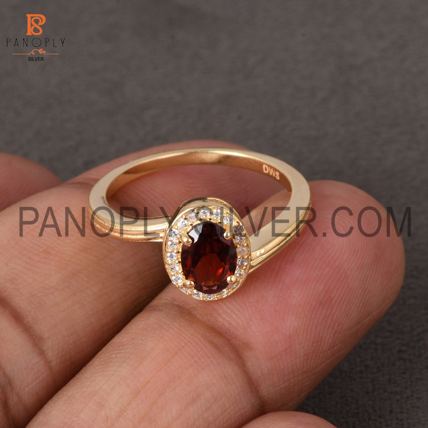 Garnet January Birthstone Oval Shape Wave Ring