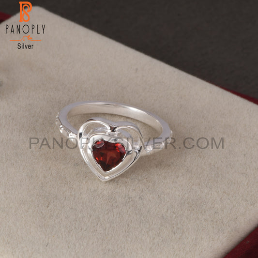 Garnet Heart 925 Sterling Silver Ring