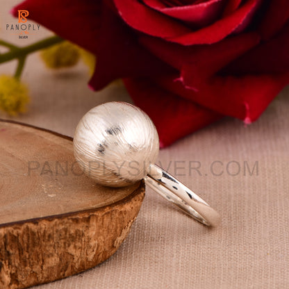 925 Sterling Silver Big Ball Rings