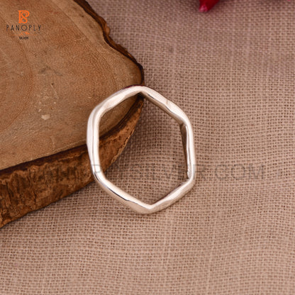 Sterling Silver Hexagon Shape Rings