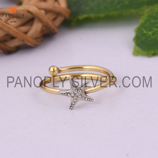 Two Tone Stackable Star Adjustable Ring For Women