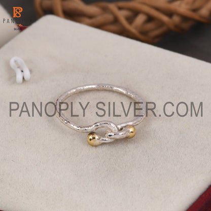 Two Tone knot 925 Silver Rings