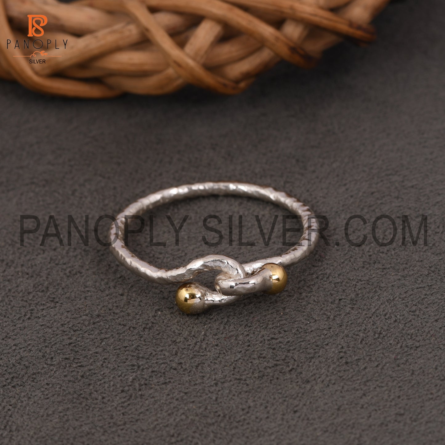 Two Tone knot 925 Silver Rings